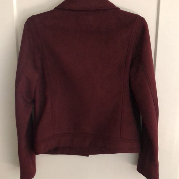 Faux suede burgundy moto jacket size small - Picture 6 of 9